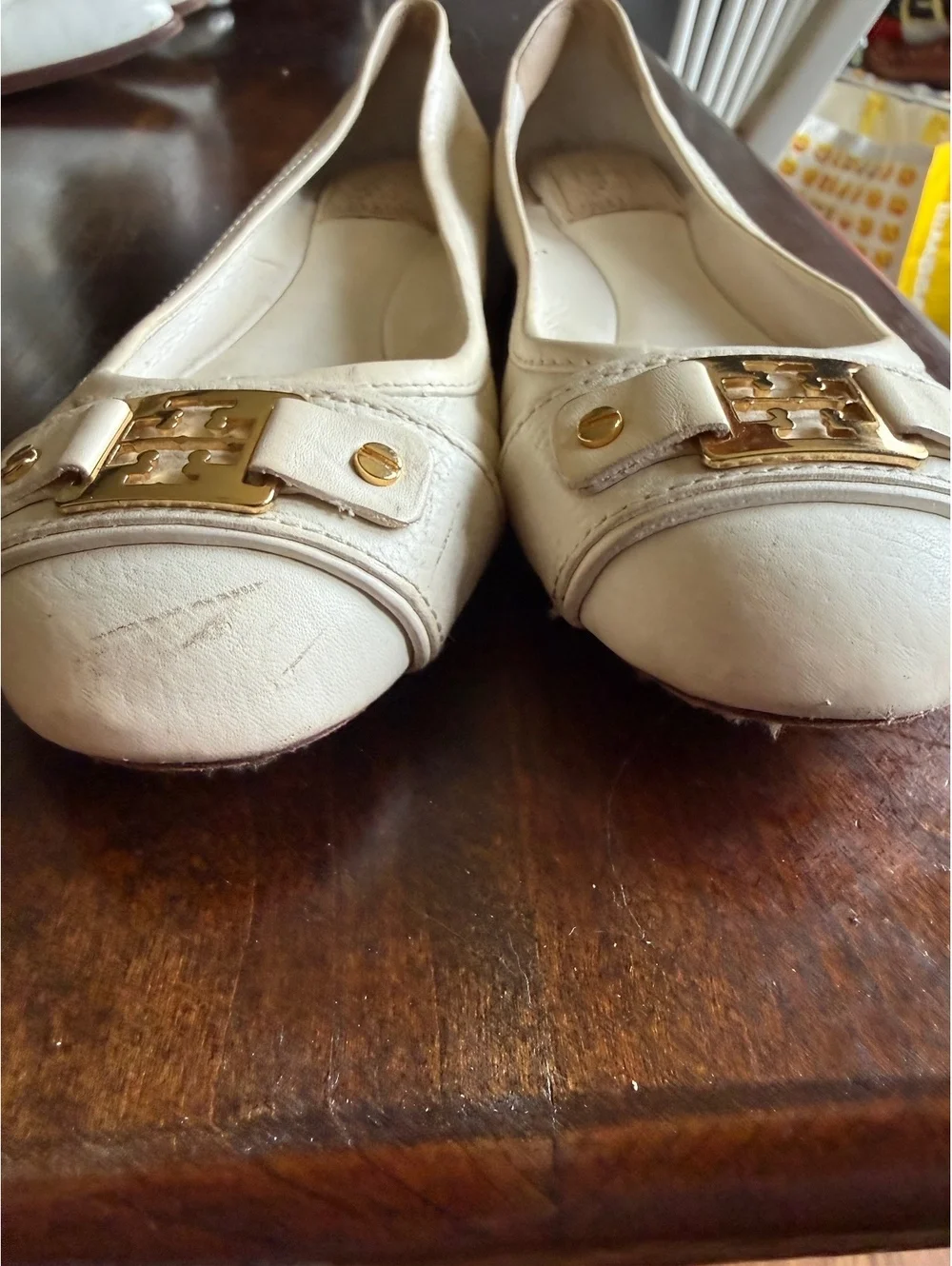 Tory Burch White Leather Ballet Flats Size 8M